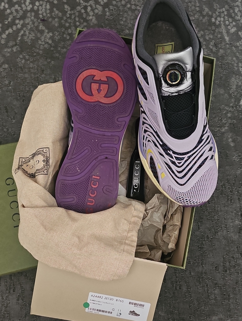 Gucci Lavender and Purple Mesh Runner Sneakers